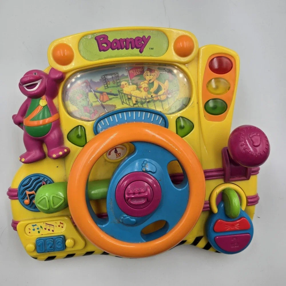 2002 Barney Steering Wheel Driving‎ Electronic Learning Interactive Toy - Works